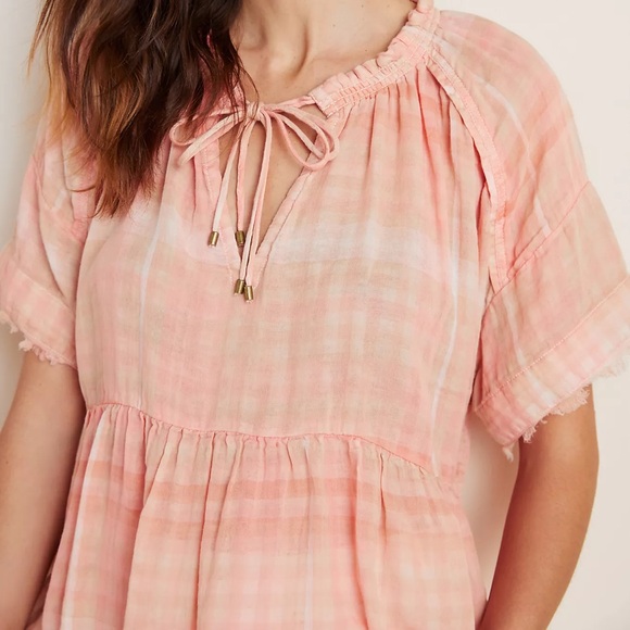 Anthropologie Pilcro and the Letterpress The Bette Babydoll Blouse Peach S - Picture 3 of 12